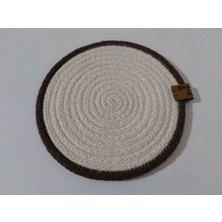 6 Adet Bardak Altlığı Jüt Pamuk Hasır Sunum Mutfak Sofra Dekor El Yapımı Makine Dikişli - 14 cm