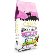 Can's Cat Kıtten Yavru Kedi Maması 12 kg Tavuk Etli + 3 Adet Konserve Hediyeli