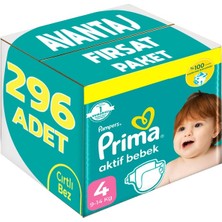 Prima Bebek Bezi Beden:4 9-14 kg  Maxi 296 Adet