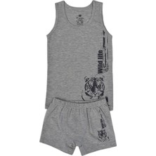 İki Yıldız Erkek Çocuk Aslan Baskılı Atlet Boxer Takım 6037 BGL-ST03472