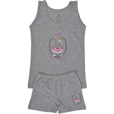İki Yıldız Kız Çocuk Tavşan Baskılı Atlet Boxer Takım 8542 BGL-ST03481