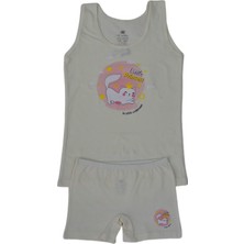 İki Yıldız Kız Çocuk Kedi Baskılı Atlet Boxer Takım 8535 BGL-ST03482