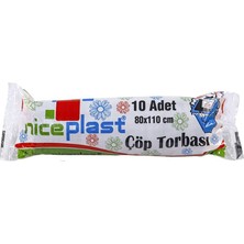 Niceplast Jumbo Çöp Torbası Poşeti  2 Kat  Siyah  400 gr 80 x 110 cm 10 Adetlik 5 Rulo