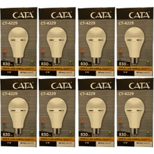 Cata CT-4229 9W 6400K (Beyaz Işık) E27 Duylu Şarjlı LED Ampul (8 Adet)