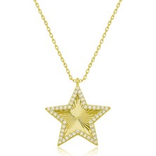 Stil Love Gümüş Gold Fırfır Desenli Yıldız Kadın