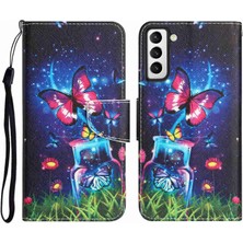 Seashell Digital Samsung Galaxy S22+ 5g Için Desen Baskı Stand Cüzdan Kılıfı, Çapraz Doku Pu Deri Anti Drop Cep Telefonu Kapak Bottle/kelebek (Yurt Dışından)