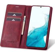 Seashell Digital Samsung Galaxy S21 Fe 5g Için Manyetik Kapatma Telefon Kılıfı, Rfıd Engelleme Tam Koruma Cep Telefonu Kapak Flip Cüzdan Stand Kabuk-Kırmızı (Yurt Dışından)