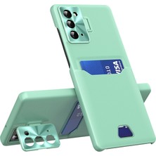 Seashell Digital Samsung Galaxy NOTE20/NOTE20 Için 5g Pu Deri+Pc Telefon Kılıfı Metal Lens Çerçeve Kickstand Card Tutucu Önlem Anti-Drop Kapak Nane Yeşil (Yurt Dışından)