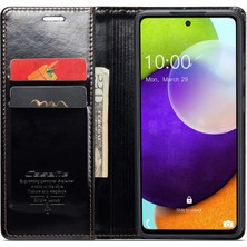 Seashell Digital Samsung Galaxy A52 4G/5G/A52S 5g Mumsu Doku Stand Kılıfı Tam Koruma Pu Deri Telefon Cüzdan Kapak Black (Yurt Dışından)