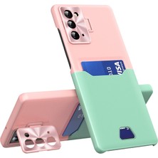 Seashell Digital Samsung Galaxy NOTE20/NOTE20 Için 5g Pu Deri+Pc Telefon Kılıfı Metal Lens Çerçeve Kickstand Kart Tutucu Önlem Anti-Drop Kapak Pembe/nane Yeşil (Yurt Dışından)