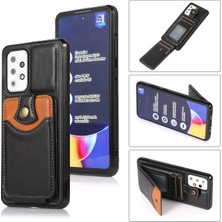 Seashell Digital Samsung Galaxy A52 4G/5G/A52S 5g Için Pu Deri Kaplamalı Tpu Kapak, Dikey Flip Card Cep-Black ile Kickstand Telefon Kılıfı (Yurt Dışından)