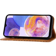 Seashell Digital Samsung Galaxy A23 5g (Global Versiyon)/4g Buzağı Doku Pu Deri Kılıf Manyetik Otomatik Kapanış Cüzdan Strap-Sarı (Yurt Dışından)