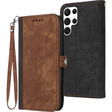 Seashell Digital Samsung Galaxy S22 Ultra 5g Telefon Kılıfı Için, Yatay Stand Çift Manyetik Toka Pu Deri Deri Flip Kapak Kabuğu Strap-Brown (Yurt Dışından)