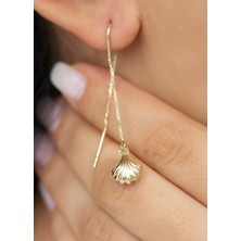 By Milo Jewellery Altın Oyster Sallantılı Kupe