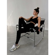 Siyah Seamless/şardonlu Tam Boy Spor Tayt