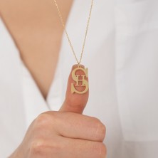Hom Silver Jewelry 925 Ayar Gümüş Kişiye Özel Iç Içe Geçmiş Harf Tasarımlı Kadın Kolye HSJ0110