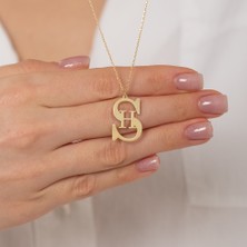 Hom Silver Jewelry 925 Ayar Gümüş Kişiye Özel Iç Içe Geçmiş Harf Tasarımlı Kadın Kolye HSJ0110