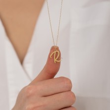 Hom Silver Jewelry 925 Ayar Gümüş Kişiye Özel Harf Tasarımlı Kalp Kadın Kolye HSJ0105