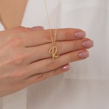 Hom Silver Jewelry 925 Ayar Gümüş Kişiye Özel Harf Tasarımlı Kalp Kadın Kolye HSJ0105