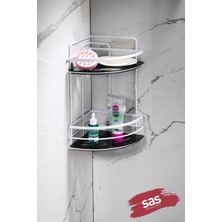 Sas Haus Yapışkanlı Paslanmaz Kristal Ayarlanabilir Raf Banyo Düzenleyici Şampuanlık Lk-02 Bs