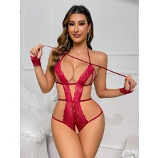 Fancy&dancy Kadın Cut Out Şık Dantel Bodysuit Gecelik 7800