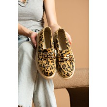 Pazzyonez Venta Leopar Toka Detaylı Kadın Loafer Ayakkabı