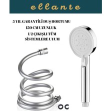 Ellante Turbo Fan 5 Fonksiyonlu Su Tasarruflu Duş Başlığı Turbo El Duşu + Pvc Duş Hortumu