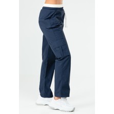 Speedlife Lacivert Regular Fit Düz Kargo Cep Düz Paça Kadın Eşofman Altı - SD0942