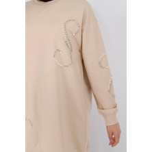 By Coolest Butik 2081 Inci Taş Detaylı 2 Iplik Sweatshirt