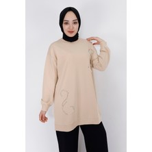 By Coolest Butik 2081 Inci Taş Detaylı 2 Iplik Sweatshirt