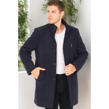 Dewberry PLT8386 Dewberry Erkek Palto-Diagonal Koyu Lacivert-2