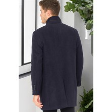 Dewberry PLT8386 Dewberry Erkek Palto-Diagonal Koyu Lacivert-2