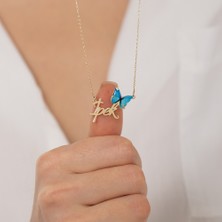 Hom Silver Jewelry 925 Ayar Gümüş Kişiye Özel Isimli Kelebek Kadın Kolye HSJ0113