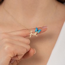Hom Silver Jewelry 925 Ayar Gümüş Kişiye Özel Isimli Kelebek Kadın Kolye HSJ0113