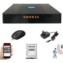 qromax 4 Kanal Dvr Kayıt Cihazı 500GB HDD 1080P 5mp H265+ Kolay Cepten Izle Sabit Ip Istemez Xmeye