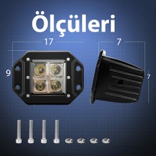 C9 Off Road 4 Ledli Gömme Beyaz 5'li Sis Lambası Uyumlu 12-24 Volt