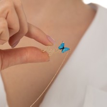 Hom Silver Jewelry 925 Ayar Gümüş Kişiye Özel Isimli Kelebek Kadın Kolye HSJ0117