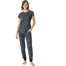 U.S. Polo Assn.  Kadın Lacivert Yuvarlak Yaka Pijama Takımı