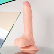 LOVEX 20CM Realistik Gerçekçi Yumuşak Dildo Vantuzlu Damarlı Testisli Yapay Penis Anal Vajinal Vibratör