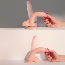 LOVEX 20CM Realistik Gerçekçi Yumuşak Dildo Vantuzlu Damarlı Testisli Yapay Penis Anal Vajinal Vibratör