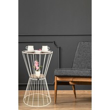 Begüsa Alpin Beyaz ve Ceviz Tonlarında, Şık Tasarımlı Ahşap Sehpa, Oturma Odası Ve Salon Dekorasyonu İçin İdeal