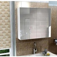 Thevida Lavabo Üstü 2 Kapaklı Aynalı Banyo Dolabı, 60 x 60 Aynalı Dolap, Çok Amaçlı Dolap