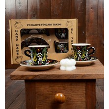 Fiorella Gift Tasarım Handmade Çini Kahve Fincanı ,makaron , Çikolata , Kuru Bitki Buketi , Hediye Kutusu , Hediye Sepeti ,hediye Seti
