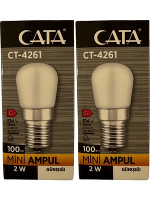 Cata CT-4261 2W 3200K (Günışığı) E14 Duylu Mini LED Ampul (2 Adet)