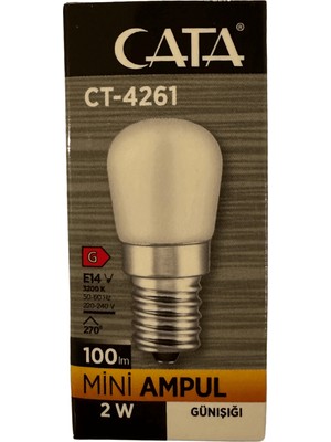 Cata CT-4261 2W 3200K (Günışığı) E14 Duylu Mini LED Ampul (2 Adet)