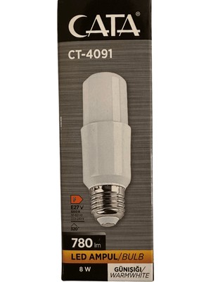 Cata CT-4091 8W 3200K (Günışığı) E27 Duylu LED Ampul (8 Adet)