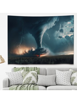 Greendecor Hortum Kasırga Tornado Storm Rüzgar Duvar Örtüsü Duvar Sanatı Duvar Dekorasyonu