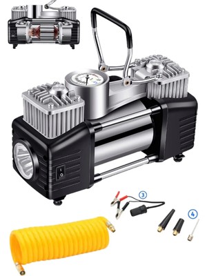 SCHUTZENGER Profesyonel 930P Çift Pistonlu 12 V 230 Psi Dakikada 85 Lt Araç Araba Lastik Bot Şişirme Kompresörü
