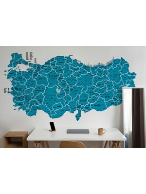 Harita Sepeti Türkiye Haritası Il ve Ilçeli Ayrıntılı Eğitici Duvar Kağıdı-3031