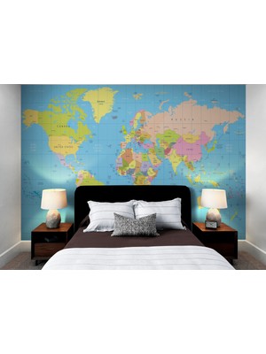 Harita Sepeti Detaylı Öğretici Ingilizce Dünya Haritası Duvar Kağıdı-1068